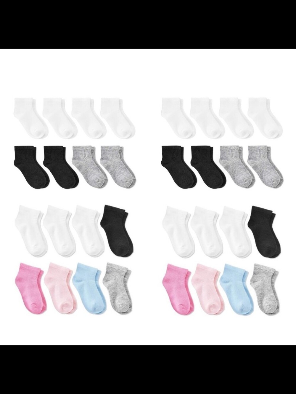 ‼️ SAVE $7+‼️NWT Baby/Toddler 32 Pairs Ankle Socks - Dealworthy Pnk/Blu/Gry/Wht